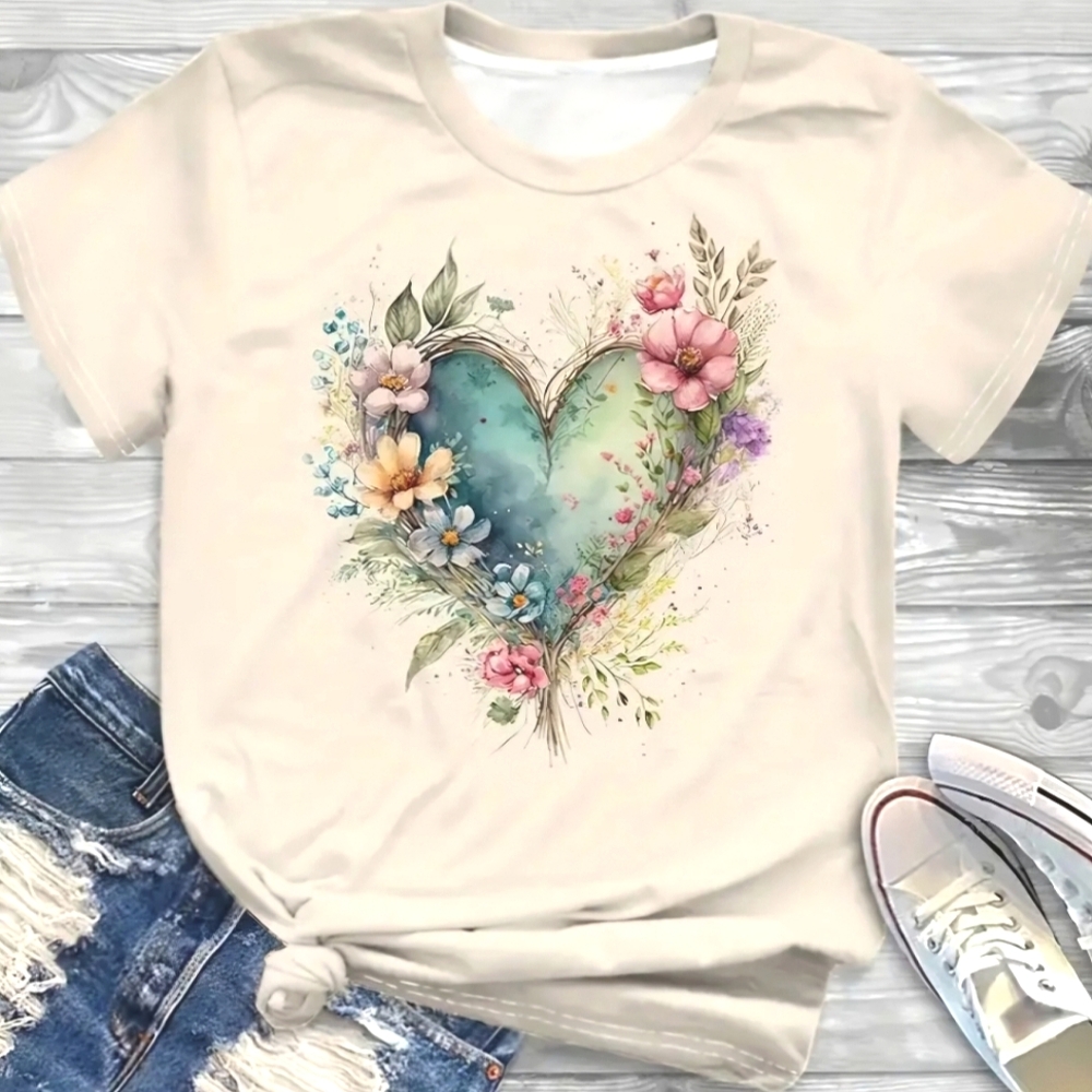My favorite T-shirt love with whimsical flowers - ultra soft
